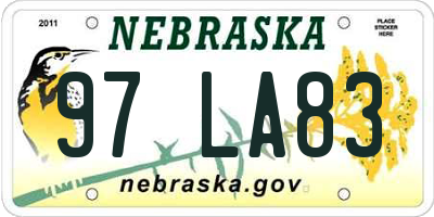 NE license plate 97LA83