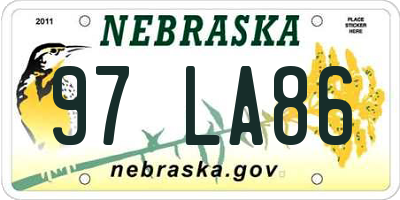 NE license plate 97LA86