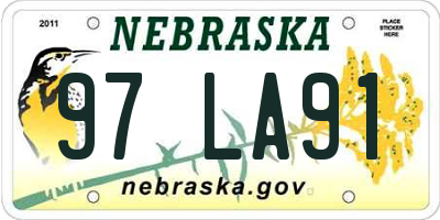 NE license plate 97LA91