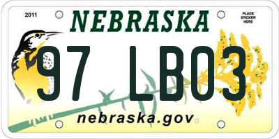 NE license plate 97LB03