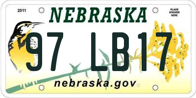 NE license plate 97LB17