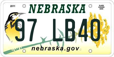 NE license plate 97LB40