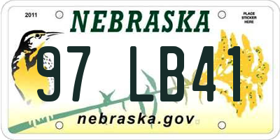 NE license plate 97LB41