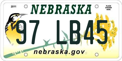 NE license plate 97LB45