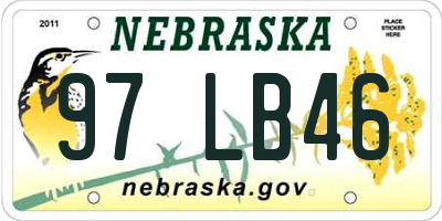 NE license plate 97LB46
