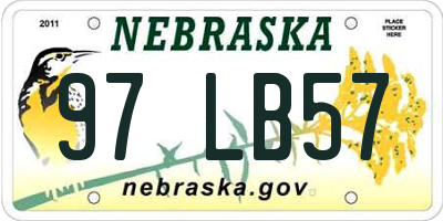NE license plate 97LB57