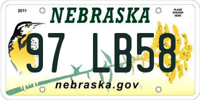 NE license plate 97LB58