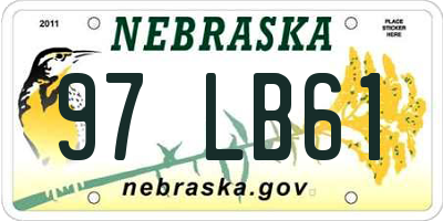 NE license plate 97LB61