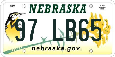 NE license plate 97LB65