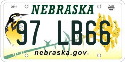 NE license plate 97LB66