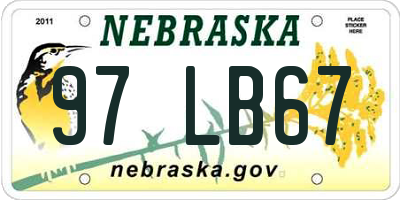 NE license plate 97LB67