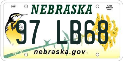 NE license plate 97LB68