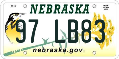 NE license plate 97LB83