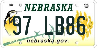 NE license plate 97LB86