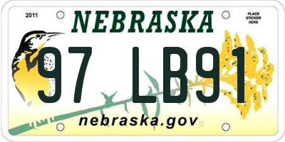 NE license plate 97LB91