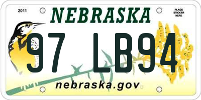 NE license plate 97LB94
