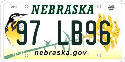 NE license plate 97LB96