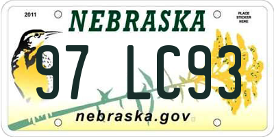 NE license plate 97LC93