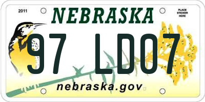 NE license plate 97LD07