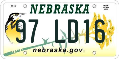 NE license plate 97LD16