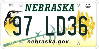 NE license plate 97LD36