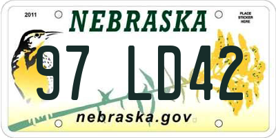 NE license plate 97LD42