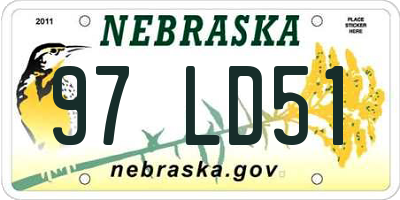 NE license plate 97LD51