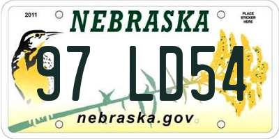 NE license plate 97LD54