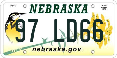 NE license plate 97LD66