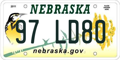 NE license plate 97LD80