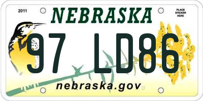 NE license plate 97LD86