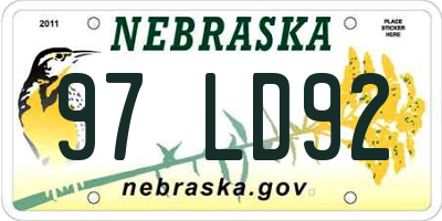 NE license plate 97LD92