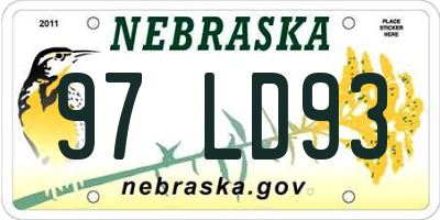 NE license plate 97LD93