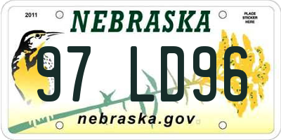 NE license plate 97LD96