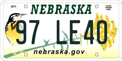 NE license plate 97LE40