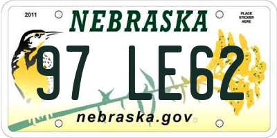 NE license plate 97LE62