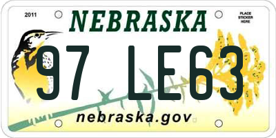NE license plate 97LE63