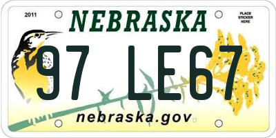 NE license plate 97LE67