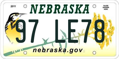 NE license plate 97LE78