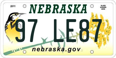 NE license plate 97LE87
