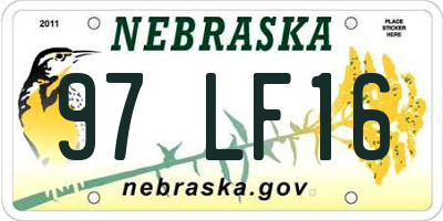 NE license plate 97LF16