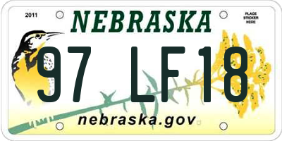 NE license plate 97LF18