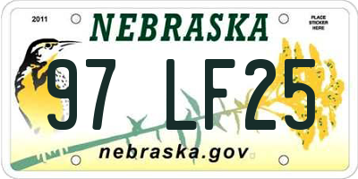 NE license plate 97LF25