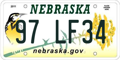 NE license plate 97LF34