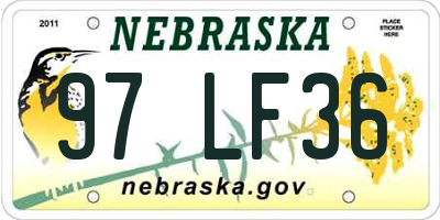 NE license plate 97LF36