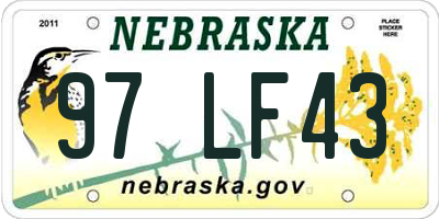 NE license plate 97LF43