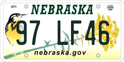 NE license plate 97LF46