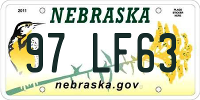 NE license plate 97LF63