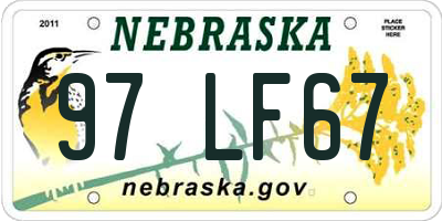 NE license plate 97LF67