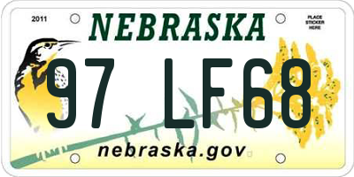 NE license plate 97LF68